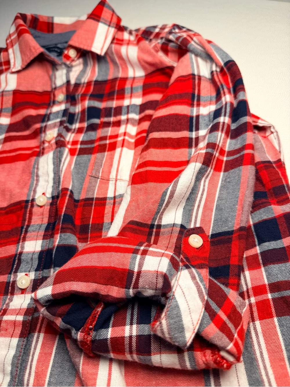 Tommy Hilfiger Women’s S Petite Plaid Flannel Shirt Red 100% Cotton Button Up - Picture 9 of 10